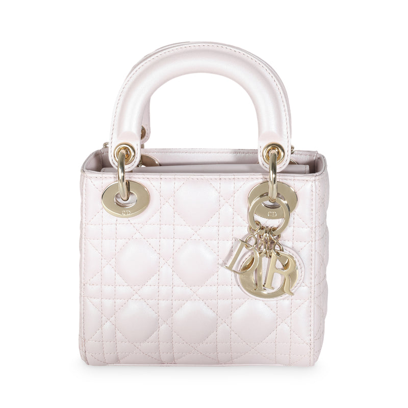 Lotus Pearlescent Cannage Lambskin Mini Lady Dior