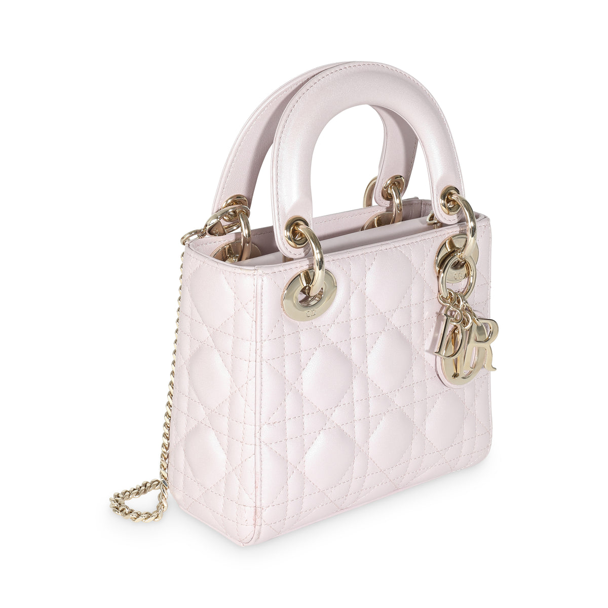 Lotus Pearlescent Cannage Lambskin Mini Lady Dior