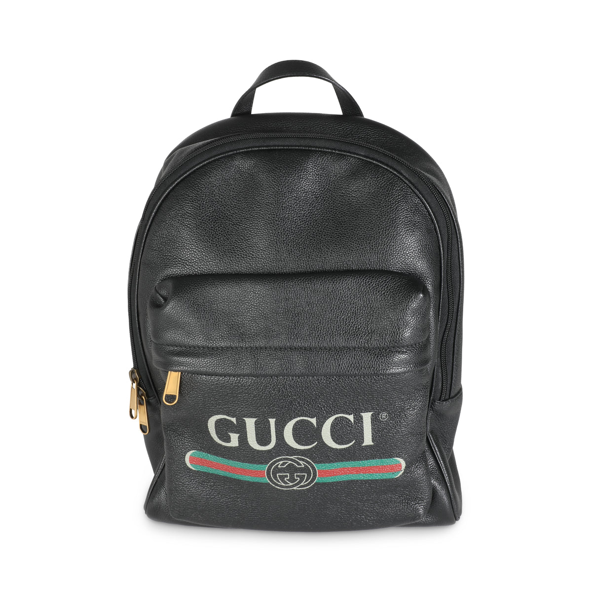 Black Calfskin Vintage Logo Day Backpack