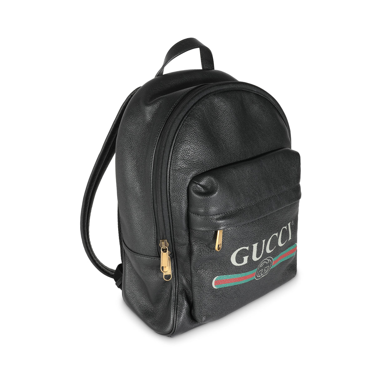 Black Calfskin Vintage Logo Day Backpack