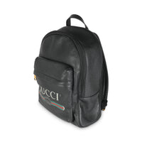 Black Calfskin Vintage Logo Day Backpack