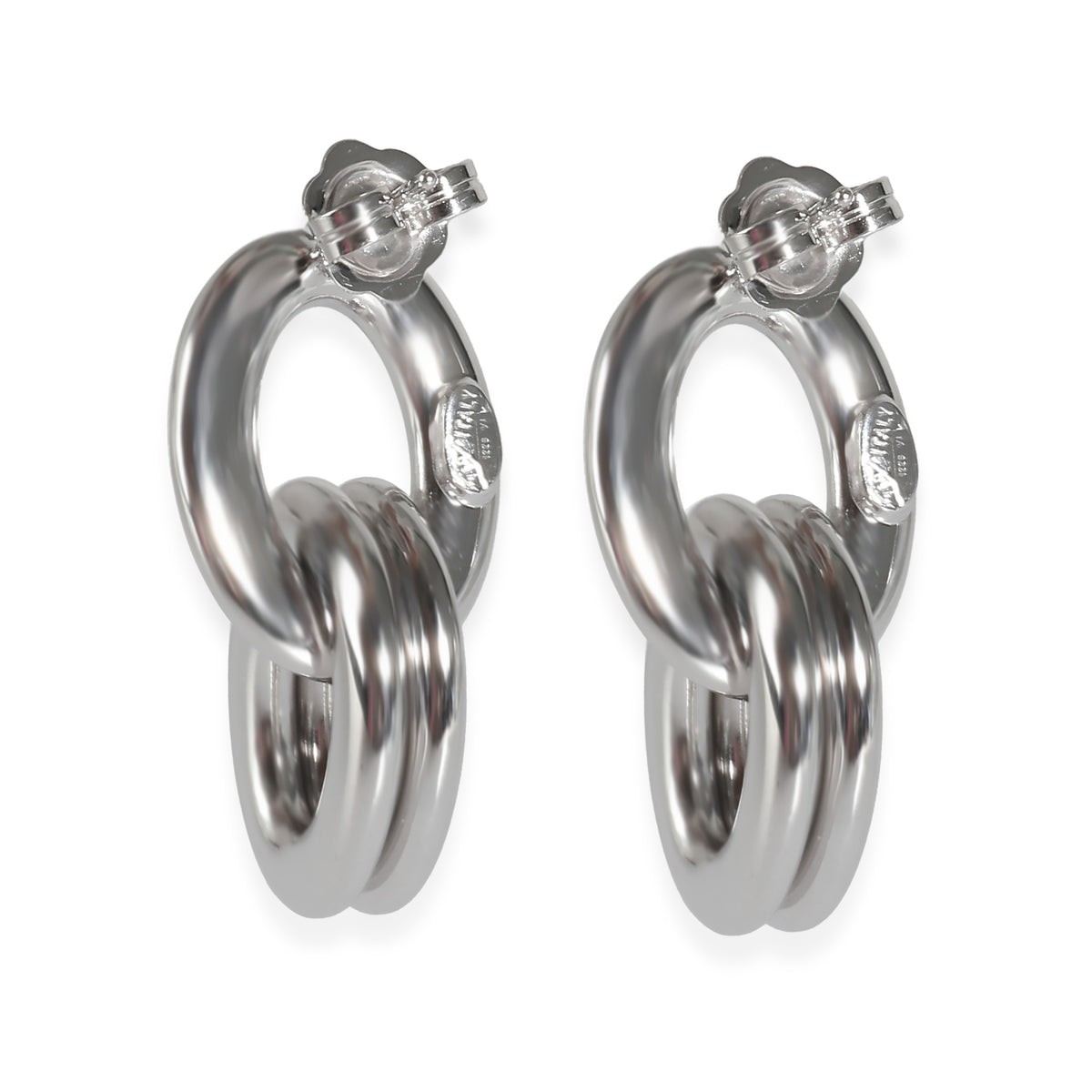 Triple Oval Drop Earring in 18K White Gold