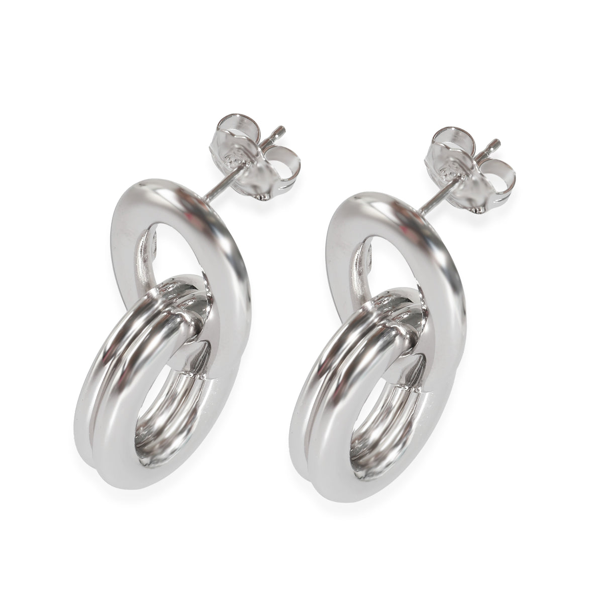 Triple Oval Drop Earring in 18K White Gold