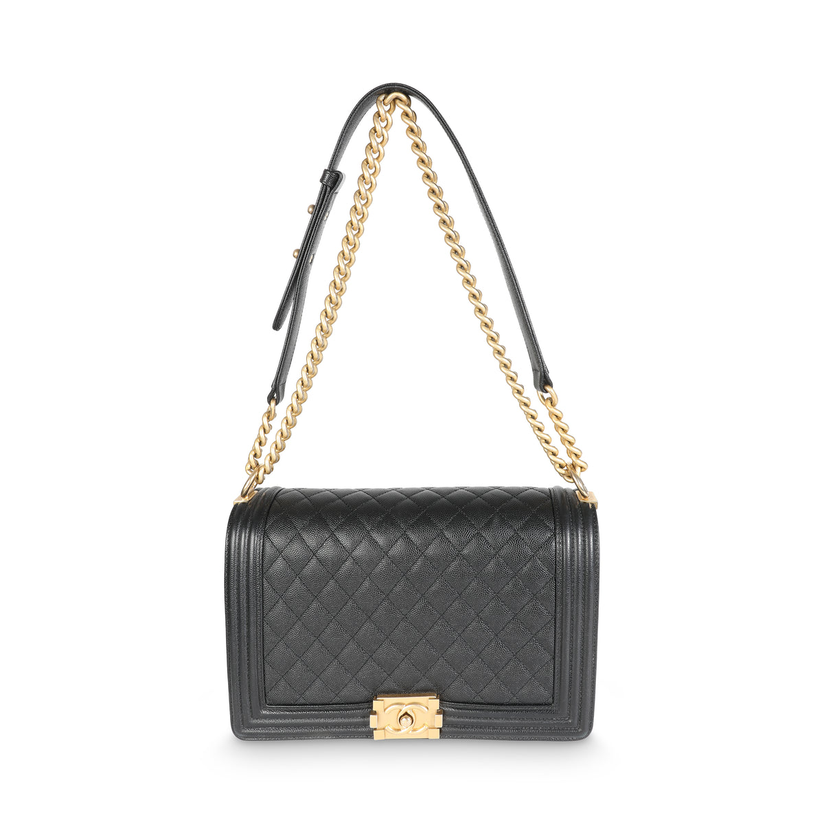 Black Quilted Caviar New Medium Boy Bag