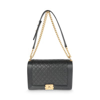 Black Quilted Caviar New Medium Boy Bag