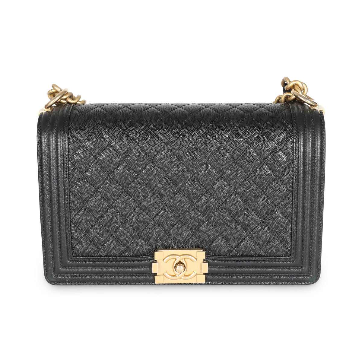 Black Quilted Caviar New Medium Boy Bag