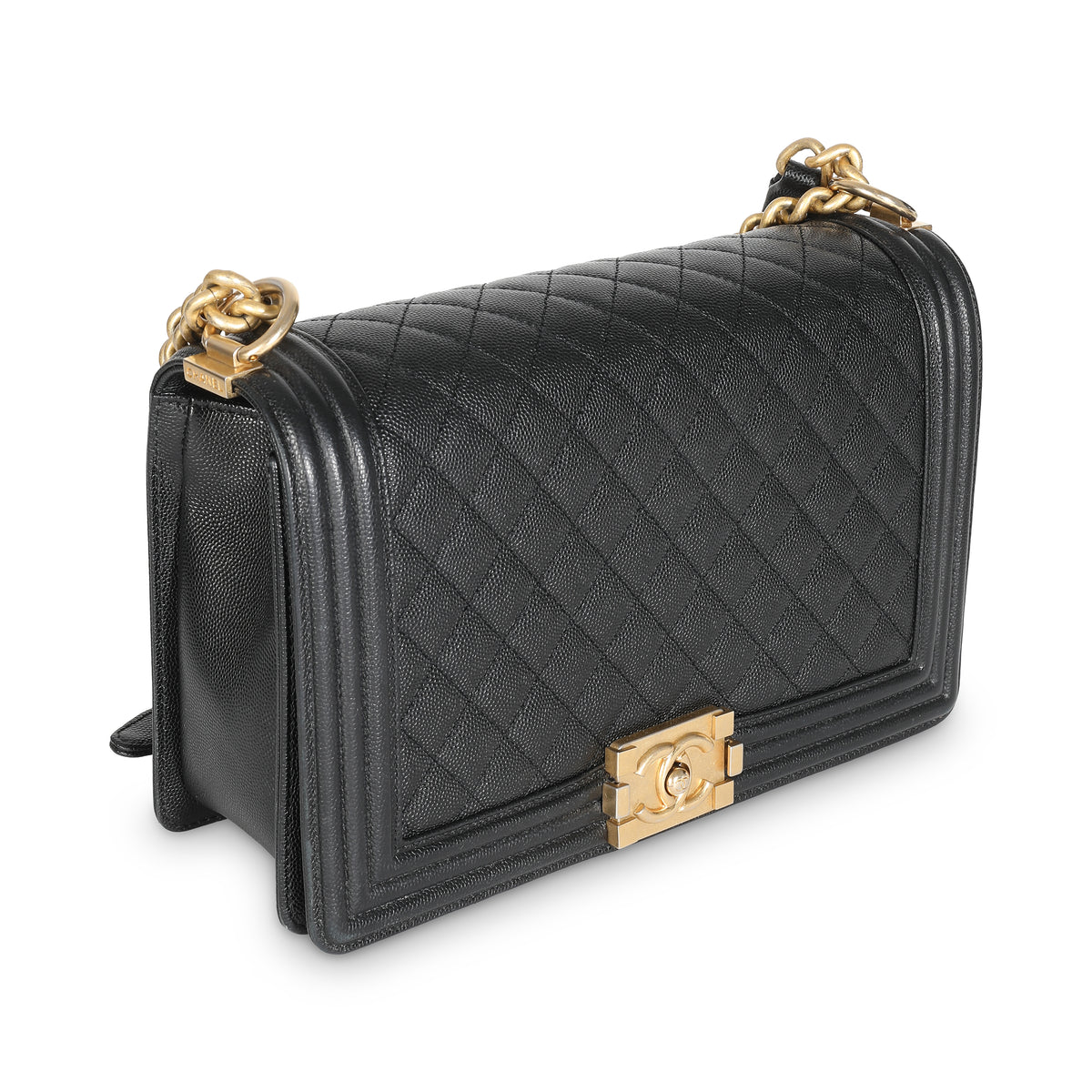 Black Quilted Caviar New Medium Boy Bag