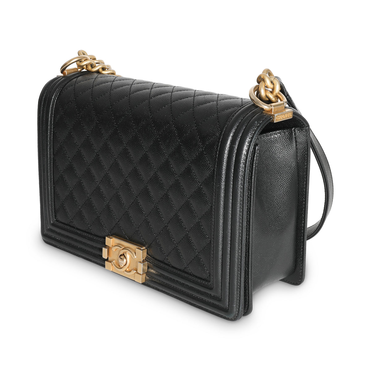 Black Quilted Caviar New Medium Boy Bag