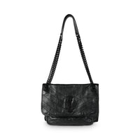 Black Matelassé Crinkled Calfskin Medium Niki Bag