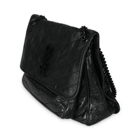 Black Matelassé Crinkled Calfskin Medium Niki Bag