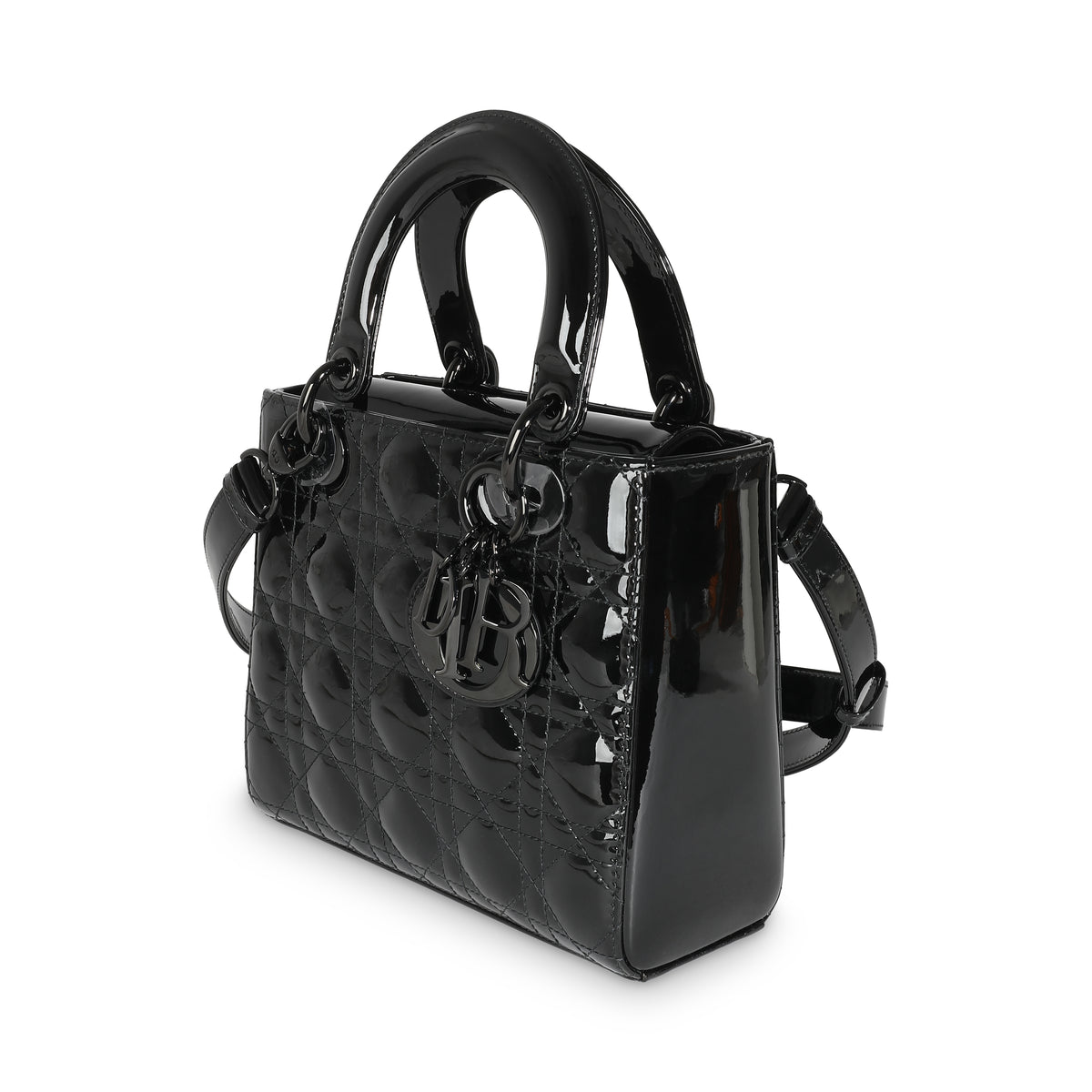 Black Ultraglossy Patent Cannage Small Lady Dior