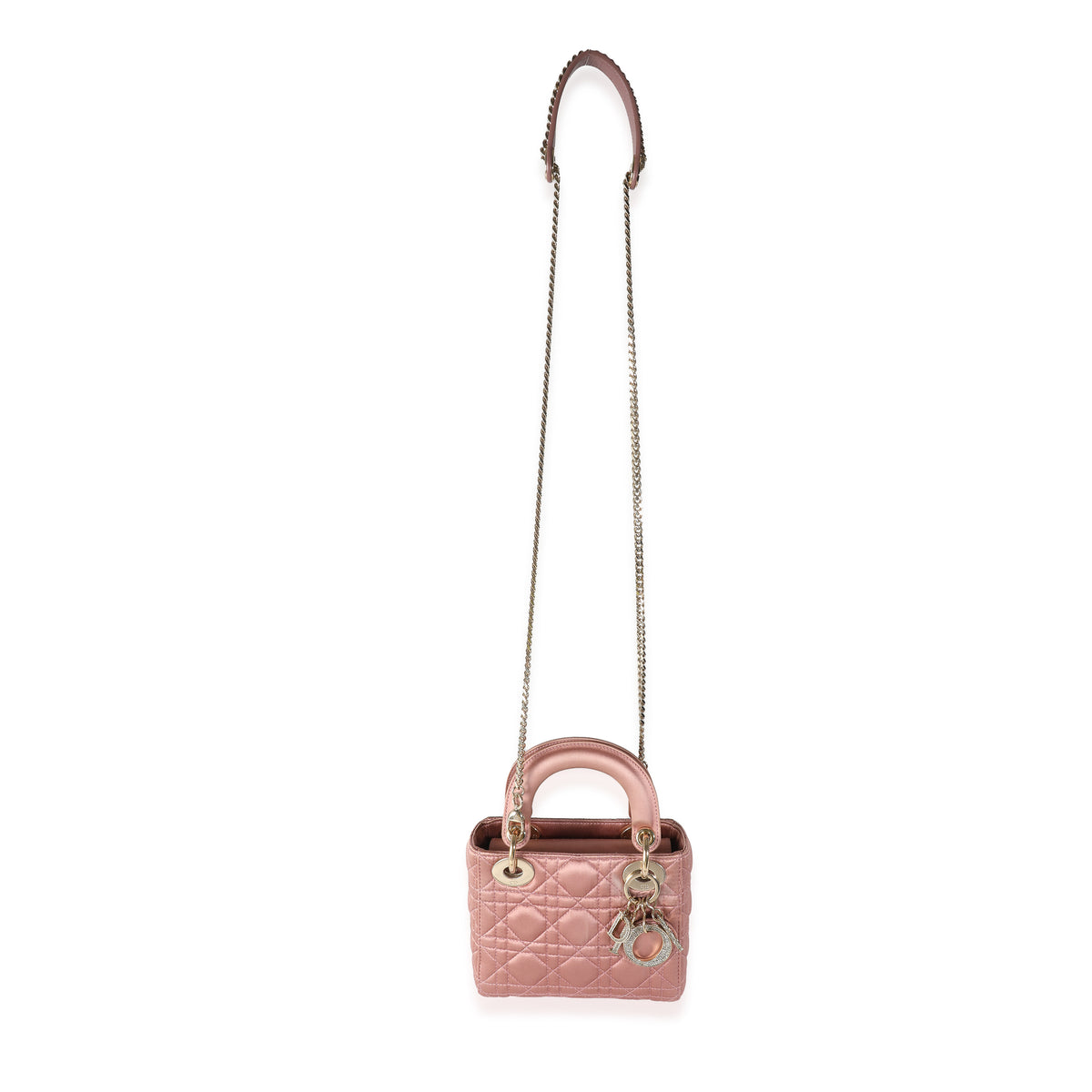 Dusty Rose Satin Cannage Crystal Mini Lady Dior