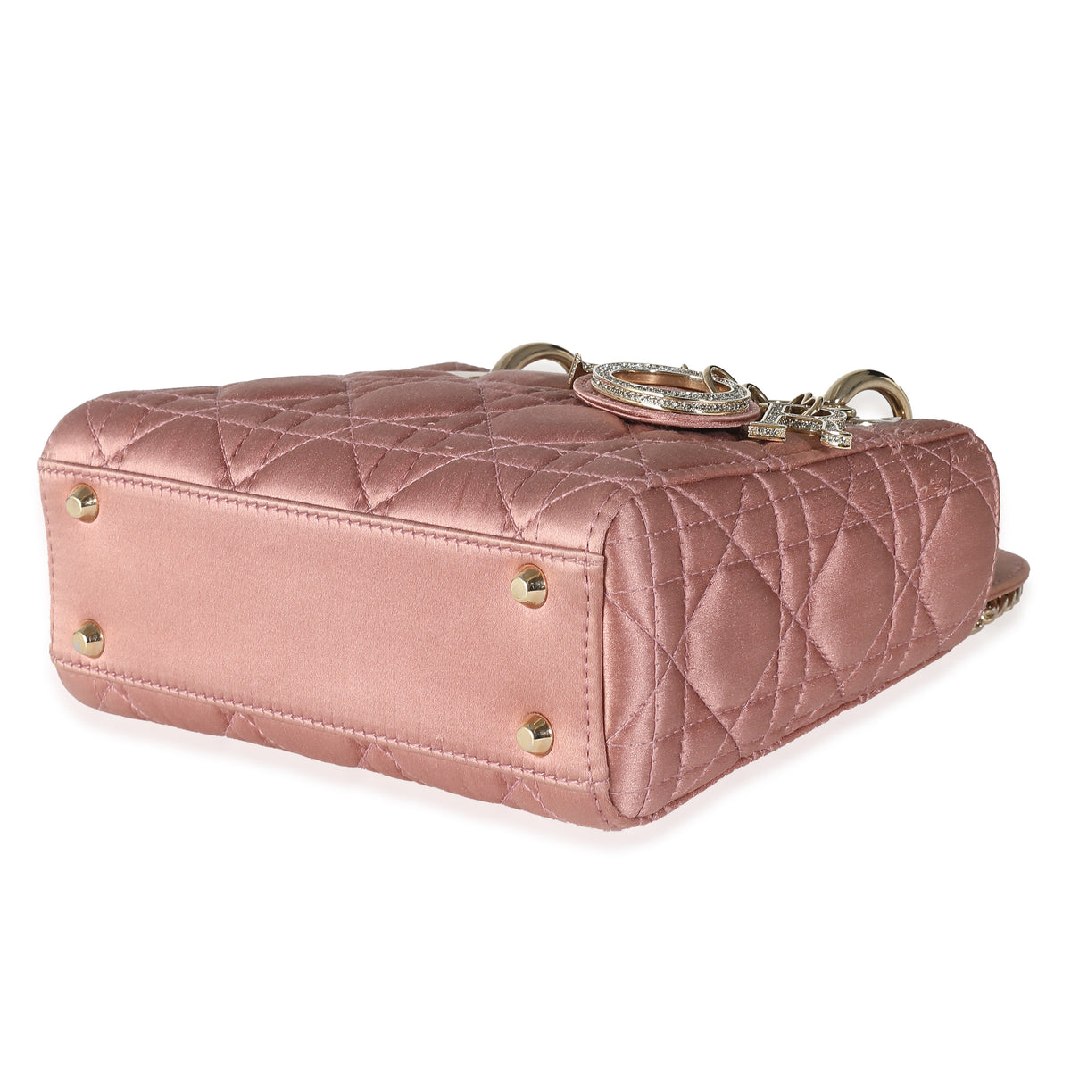 Dusty Rose Satin Cannage Crystal Mini Lady Dior