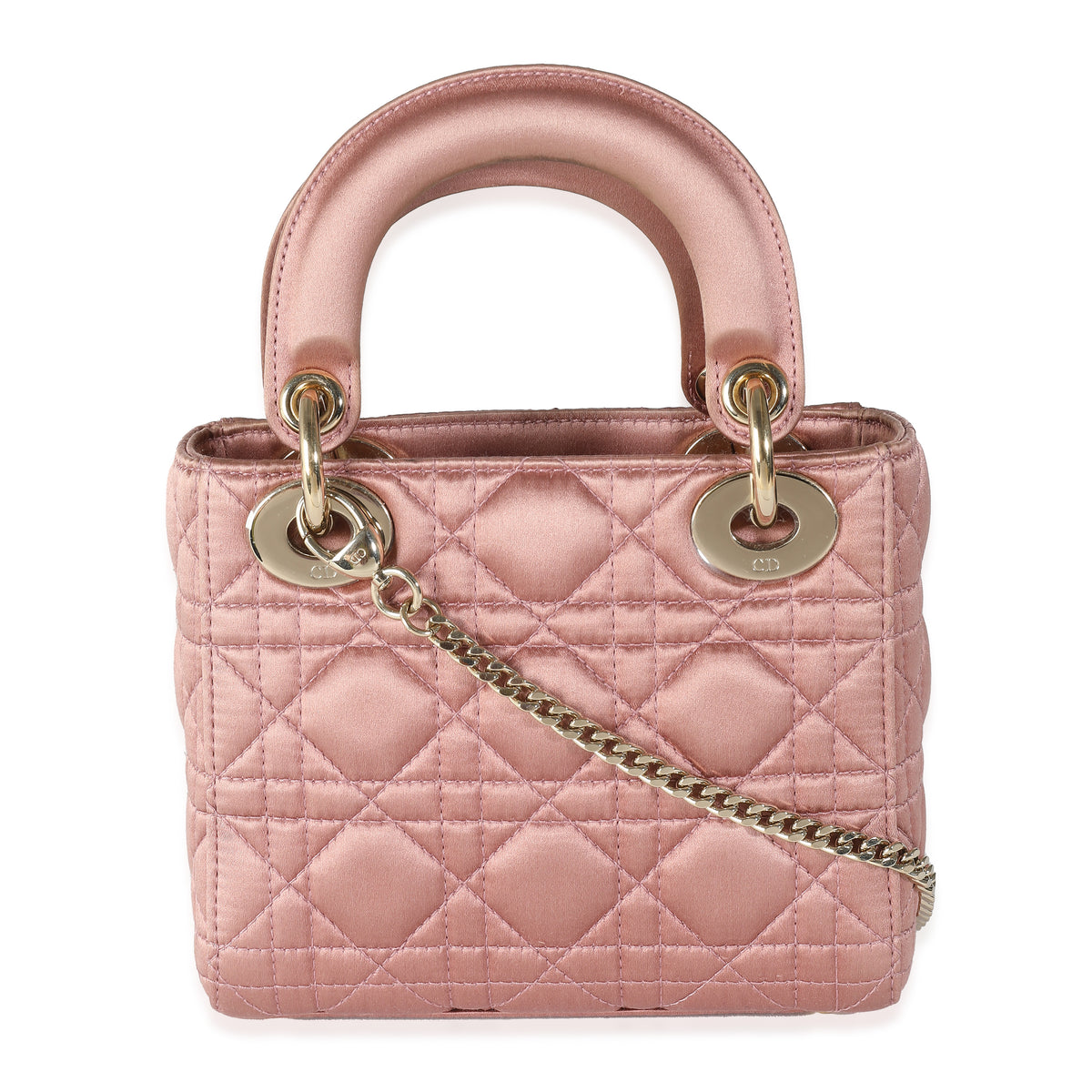 Dusty Rose Satin Cannage Crystal Mini Lady Dior