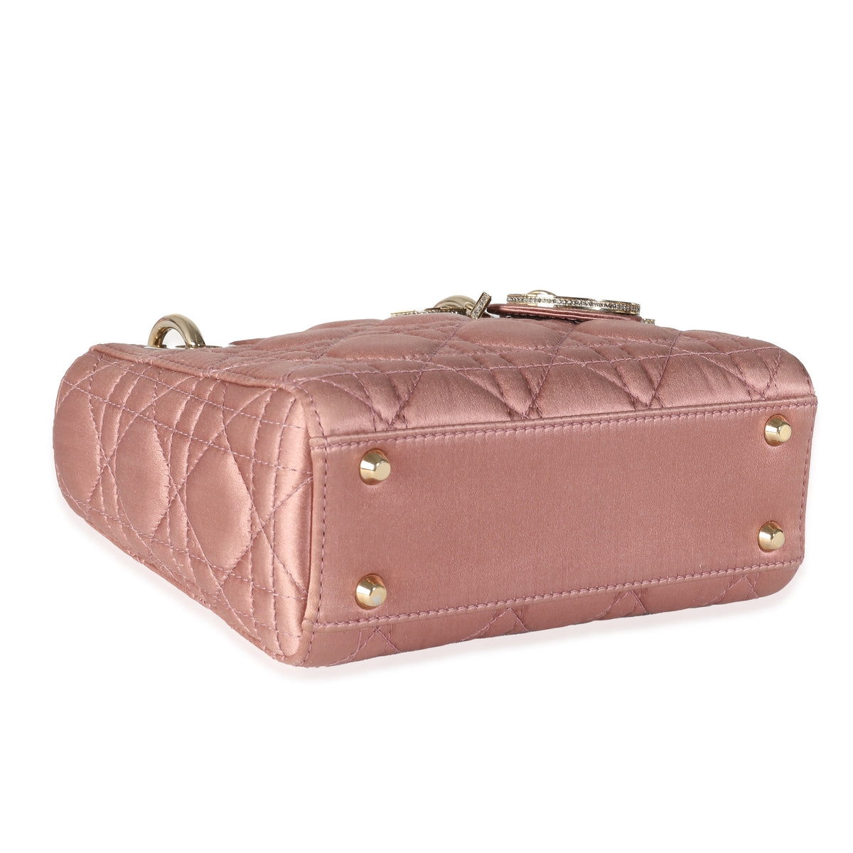 Dusty Rose Satin Cannage Crystal Mini Lady Dior