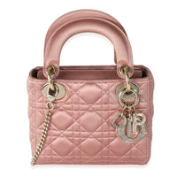 Dusty Rose Satin Cannage Crystal Mini Lady Dior