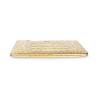 Gold Metallic Crocodile Embossed Calfskin Medium O Case Clutch