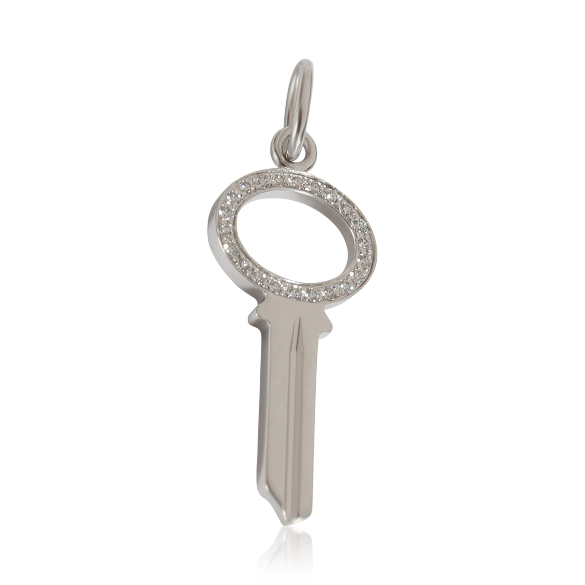 Modern Mini Key Pendant in 18k White Gold 0.05 CTW