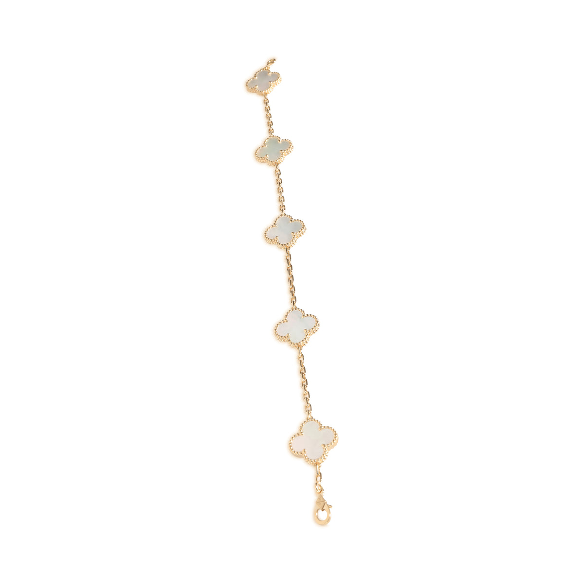 Alhambra Mother Of Pearl Bracelet in 18k Yellow Gold