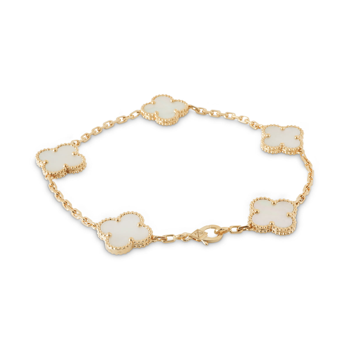 Alhambra Mother Of Pearl Bracelet in 18k Yellow Gold