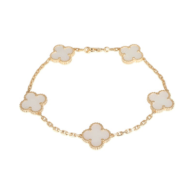 Alhambra Mother Of Pearl Bracelet in 18k Yellow Gold