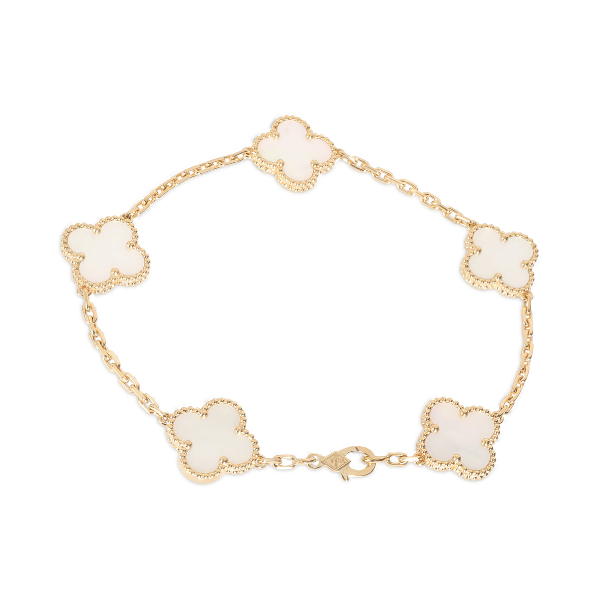 Alhambra Mother Of Pearl Bracelet in 18k Yellow Gold