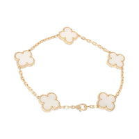 Alhambra Mother Of Pearl Bracelet in 18k Yellow Gold