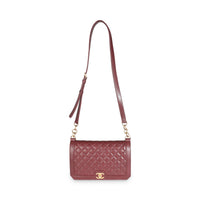 Burgundy Quilted Lambskin Large Flap Bag