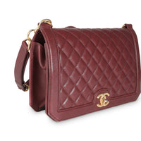 Burgundy Quilted Lambskin Large Flap Bag