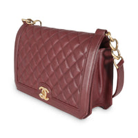 Burgundy Quilted Lambskin Large Flap Bag