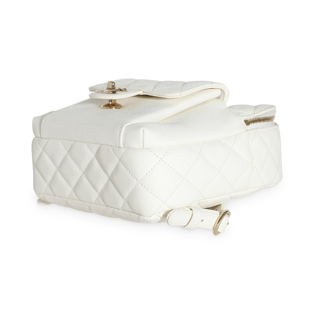 Chanel White Quilted Caviar Small CC Day Backpack Handbag Handbag box