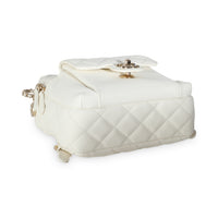 Chanel White Quilted Caviar Small CC Day Backpack Handbag Handbag clasp