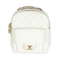 Chanel White Quilted Caviar Small CC Day Backpack Handbag Handbag fv