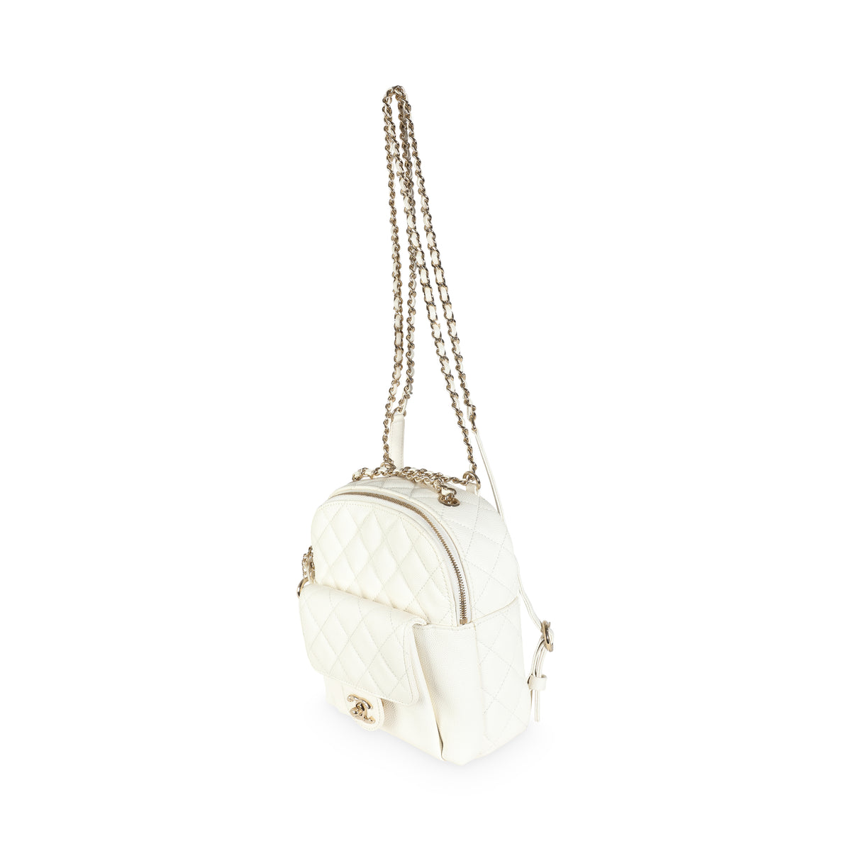 Chanel White Quilted Caviar Small CC Day Backpack Handbag Handbag pv