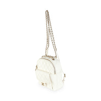 Chanel White Quilted Caviar Small CC Day Backpack Handbag Handbag pv