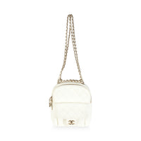 Chanel White Quilted Caviar Small CC Day Backpack Handbag Handbag sv