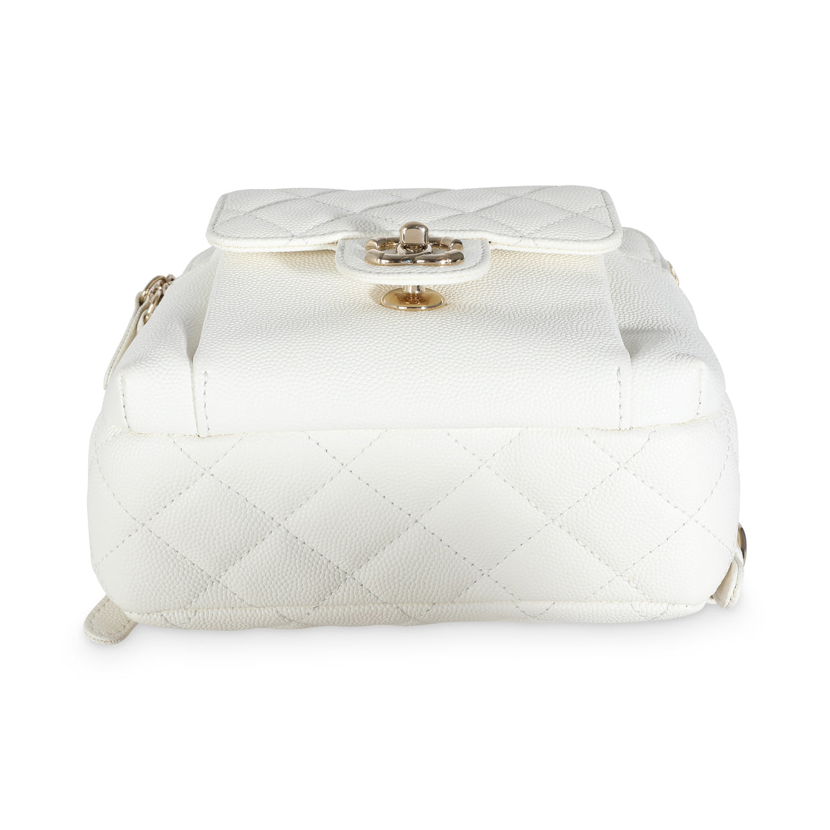 White Quilted Caviar Small CC Day Backpack