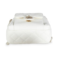 White Quilted Caviar Small CC Day Backpack Handbag