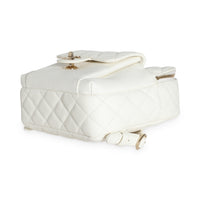 White Quilted Caviar Small CC Day Backpack