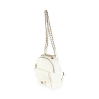 White Quilted Caviar Small CC Day Backpack