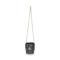 Black Calfskin Matelasse Mini GG Marmont Bucket Bag