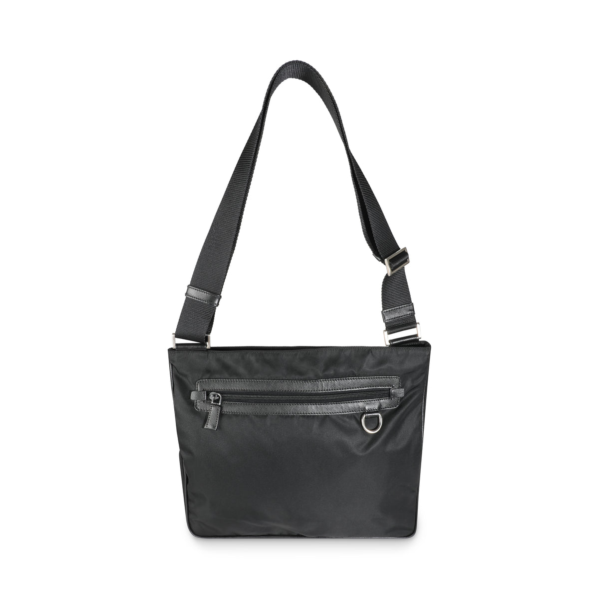 Black Nylon Tessuto Logo Messenger Bag