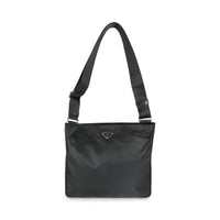 Black Nylon Tessuto Logo Messenger Bag