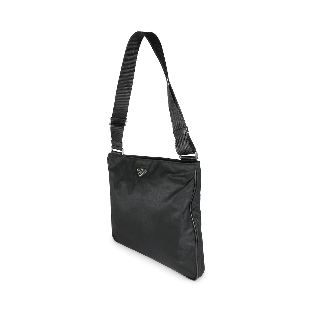 Black Nylon Tessuto Logo Messenger Bag