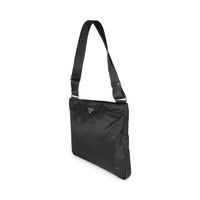 Black Nylon Tessuto Logo Messenger Bag