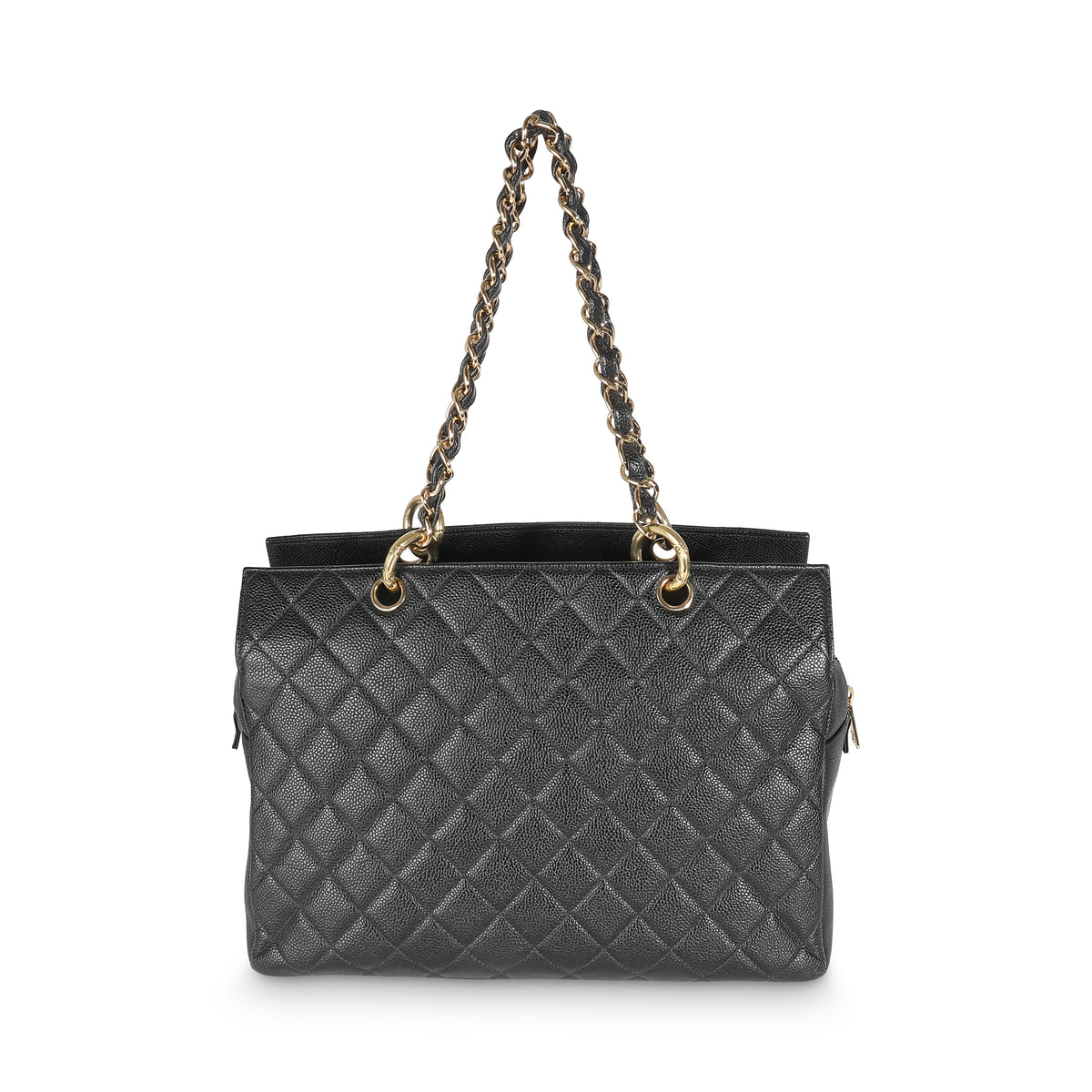 Black Quilted Caviar Grand Shopper Tote