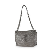 Storm Crinkled Calfskin Matelasse Medium Niki Chain Satchel