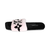 Black Pink Mink Fay Flat Mule 39