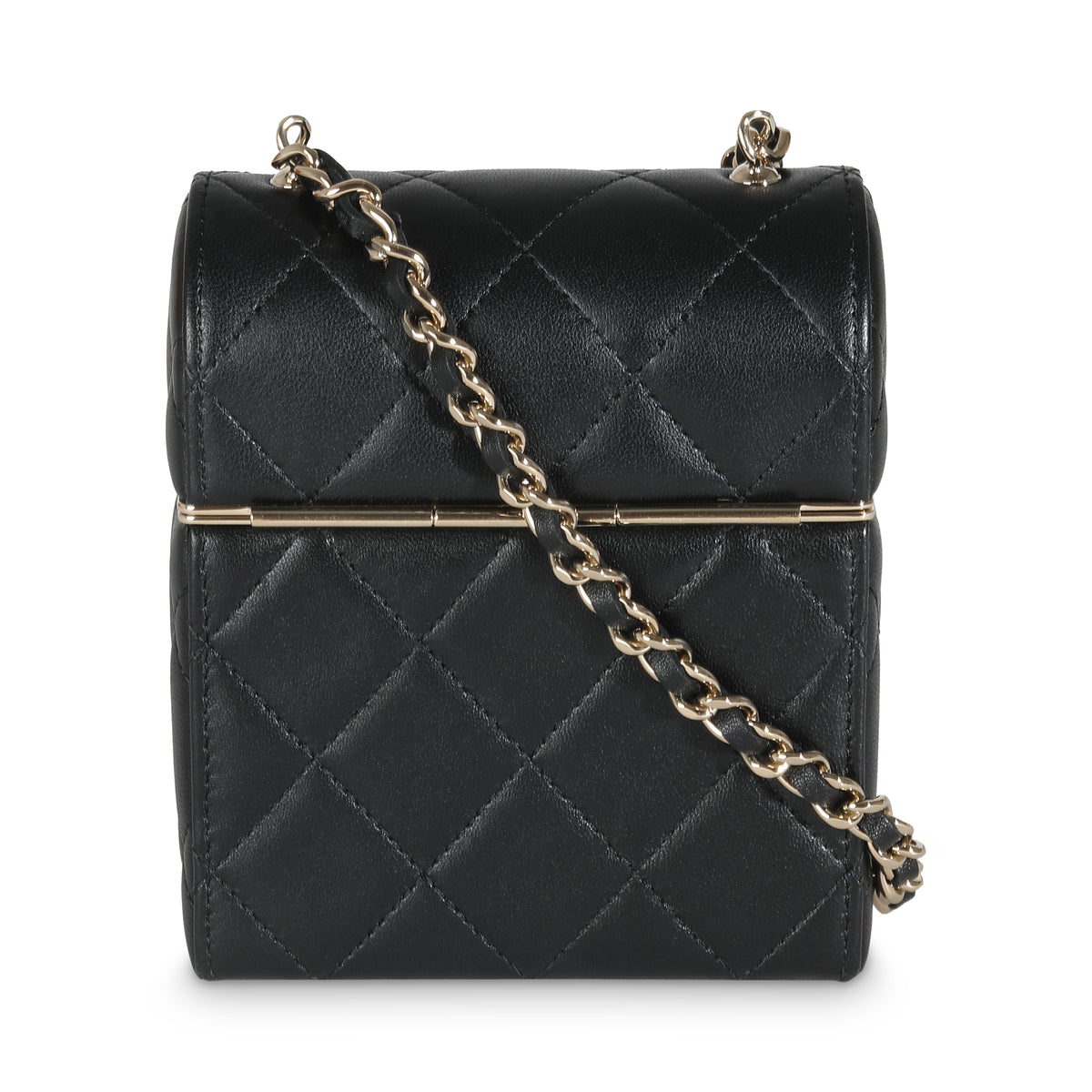 Chanel 23C Black Quilted Lambskin Box Chain Vanity Handbag bv