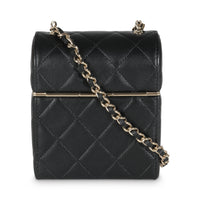 Chanel 23C Black Quilted Lambskin Box Chain Vanity Handbag bv